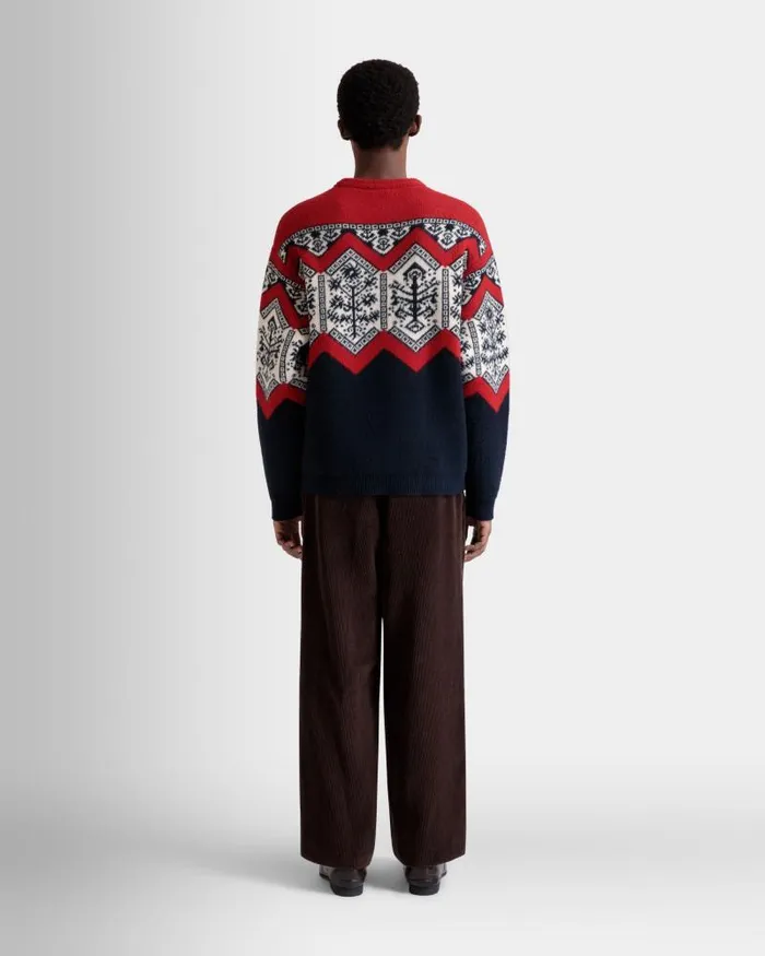 Men Bally Knitwear Winter Capsule Crewneck Sweater With Heritage Flowers In Multicolor Wool Multicolor Men Bally Knitwear Winter Capsule Crewneck Sweater With Heritage Flowers In Multicolor Wool Multicolor