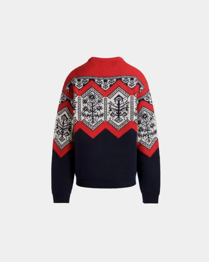 Men Bally Knitwear Winter Capsule Crewneck Sweater With Heritage Flowers In Multicolor Wool Multicolor Men Bally Knitwear Winter Capsule Crewneck Sweater With Heritage Flowers In Multicolor Wool Multicolor