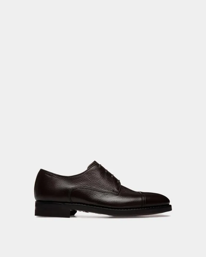 Men Bally Lace Ups and Monks Scribe Un Derby In Ebano Deer Leather Brown