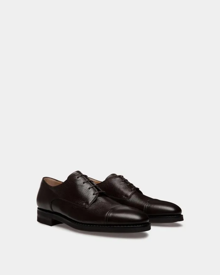 Men Bally Lace Ups and Monks Scribe Un Derby In Ebano Deer Leather Brown Men Bally Lace Ups and Monks Scribe Un Derby In Ebano Deer Leather Brown