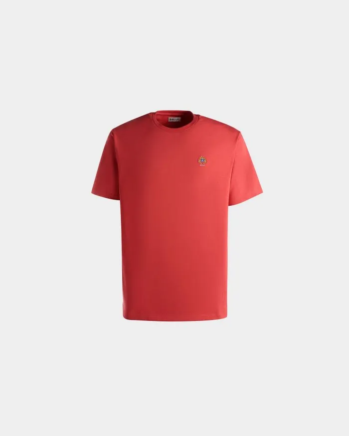 Men Bally Shirts and TShirts TShirt With Bally Crest Logo In Red Cotton Red