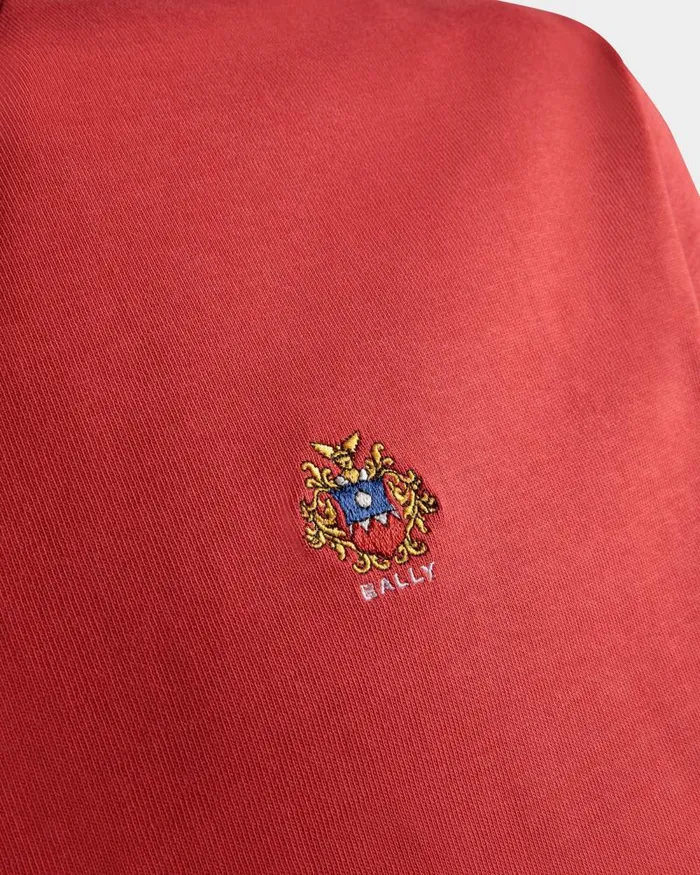 Men Bally Shirts and TShirts TShirt With Bally Crest Logo In Red Cotton Red Men Bally Shirts and TShirts TShirt With Bally Crest Logo In Red Cotton Red