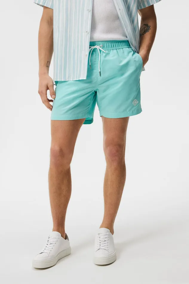 Men Banks Solid Swim Trunks Aqua Splash JLindeberg Swim Shorts