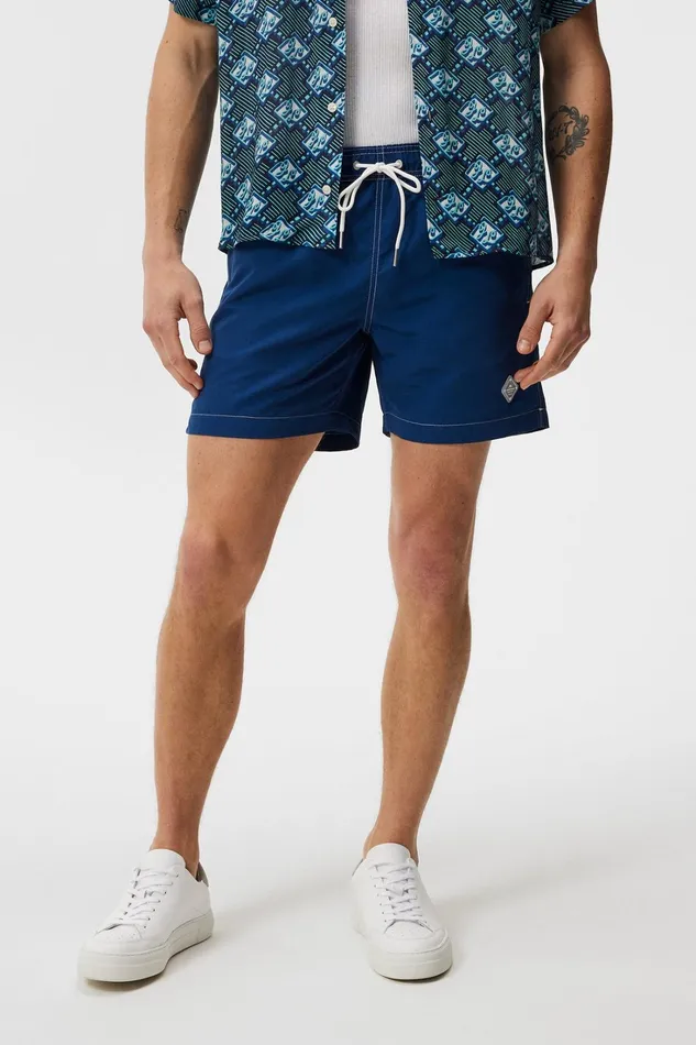 Men Banks Solid Swim Trunks Estate Blue JLindeberg Swim Shorts
