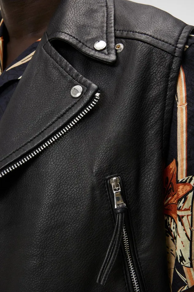 Men Barrett Leather Biker Vest Black JLindeberg Leather and Suede Jackets