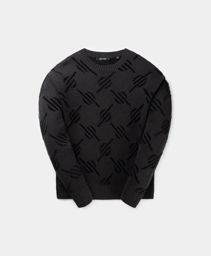 Men Black Tevin Monogram Knit Sweater Daily Paper Knitwear