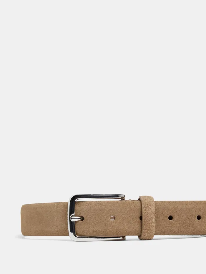 Men Bobby Suede Belt Tiger Brown JLindeberg Belts Men Bobby Suede Belt Tiger Brown JLindeberg Belts