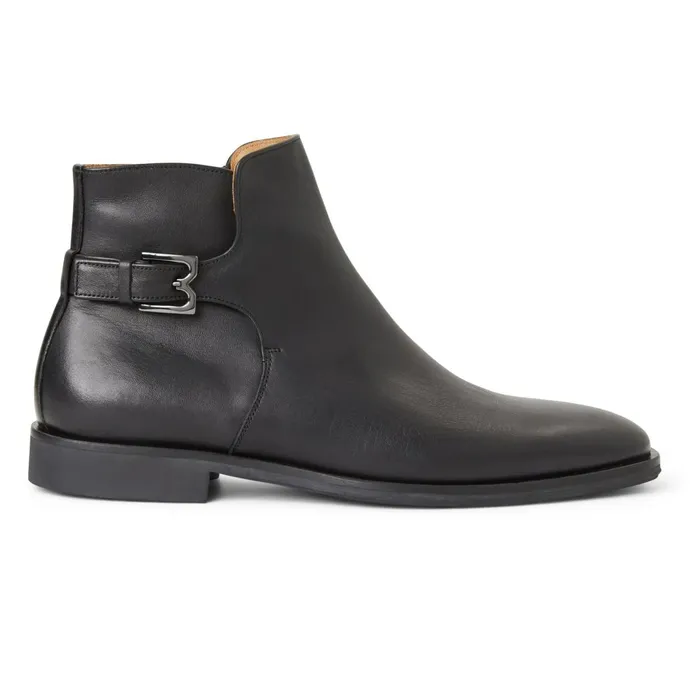 Men Boots Bruno Magli Rubino Leather Side Zip Boot Black