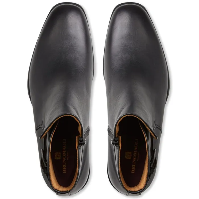 Men Boots Bruno Magli Rubino Leather Side Zip Boot Black