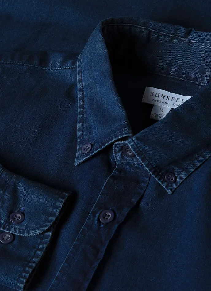 Men Button Down Denim Shirt Indigo Shirts ussunspel