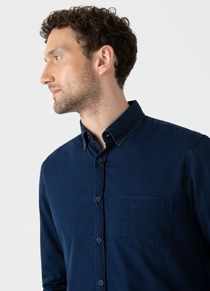 Men Button Down Denim Shirt Indigo Shirts ussunspel