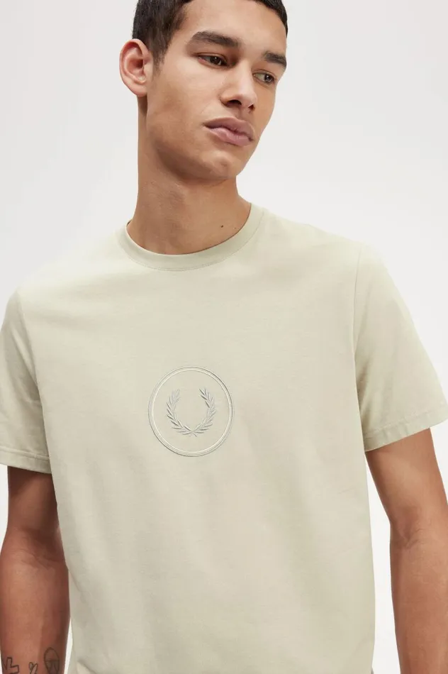 Men Circle Branding TShirt Light Oyster Fred Perry TShirts