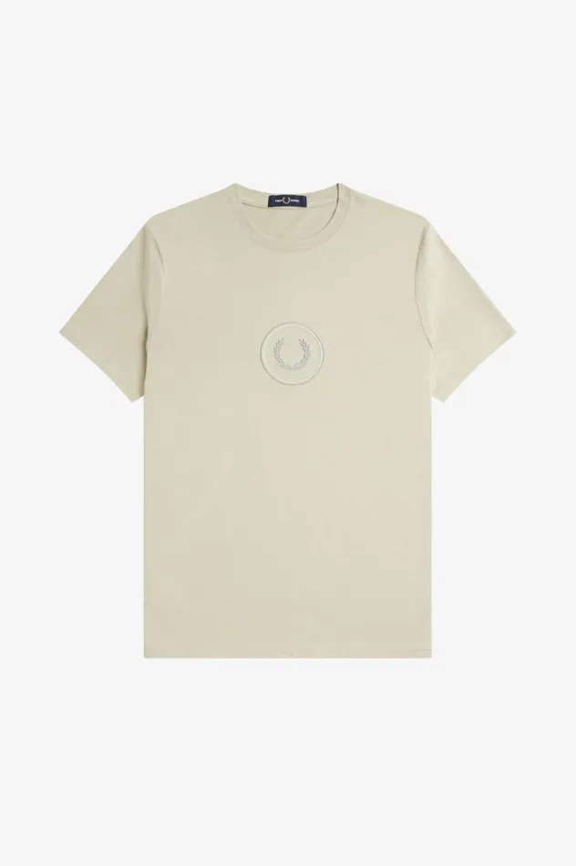 Men Circle Branding TShirt Light Oyster Fred Perry TShirts