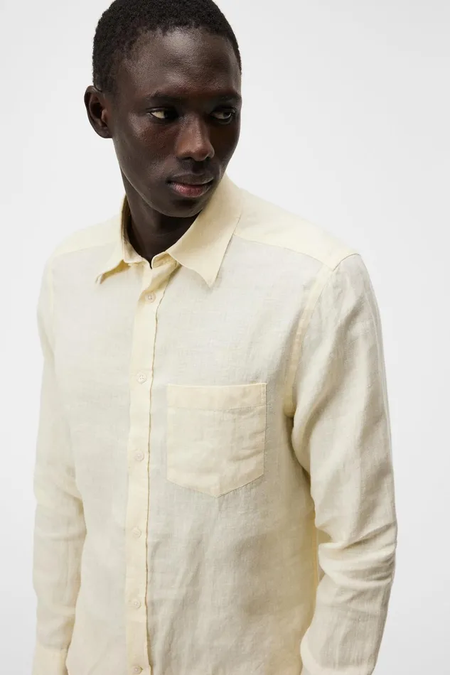 Men Clean Linen Slim Shirt Pear Sorbet JLindeberg Shirts Men Clean Linen Slim Shirt Pear Sorbet JLindeberg Shirts