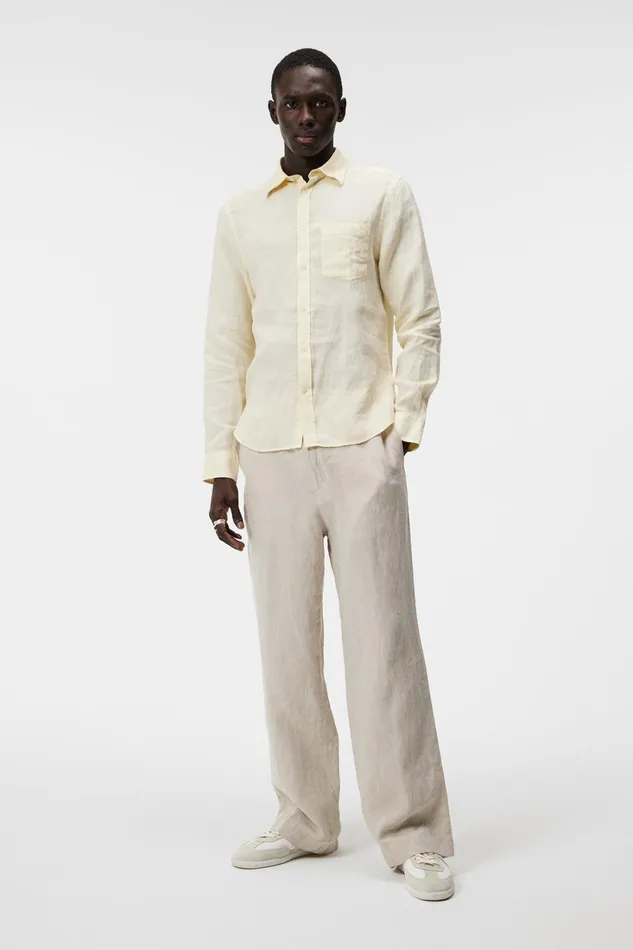 Men Clean Linen Slim Shirt Pear Sorbet JLindeberg Shirts Men Clean Linen Slim Shirt Pear Sorbet JLindeberg Shirts