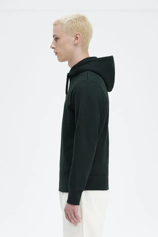 Men Embroidered Hooded Sweatshirt Night Green Fred Perry Sweatshirts