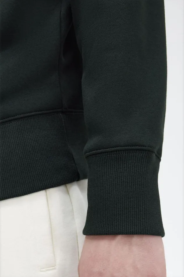 Men Embroidered Hooded Sweatshirt Night Green Fred Perry Sweatshirts