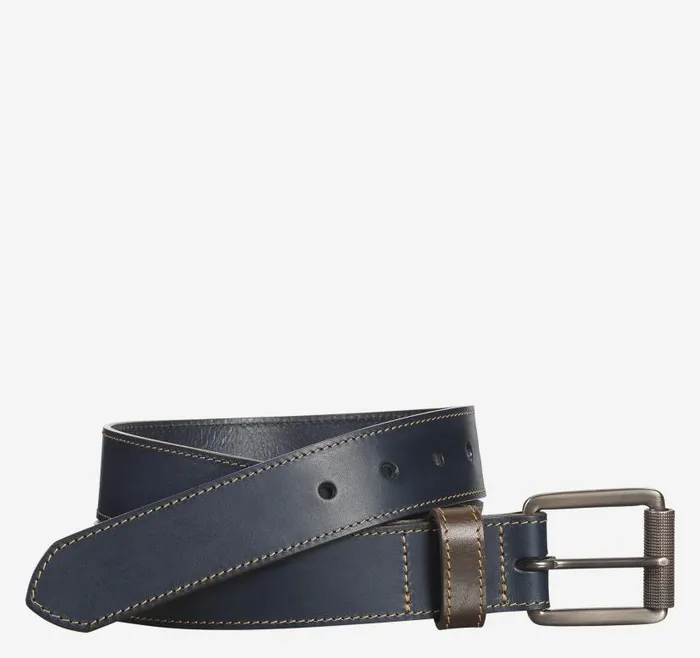 Men Johnston and Murphy Belts Contrast Stitch Belt Navy
