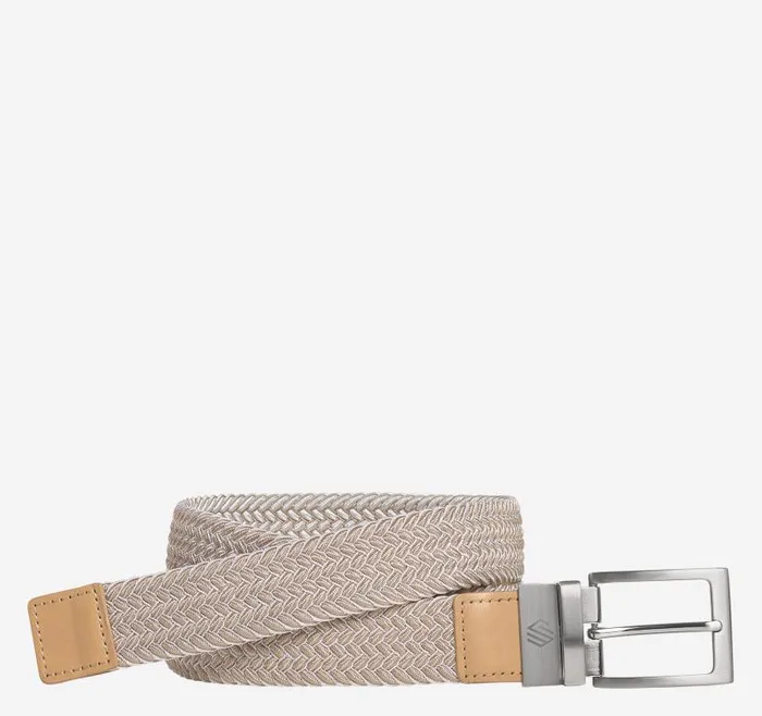 Men Johnston and Murphy Belts Reversible StretchWoven Belt Dark Taupewhite