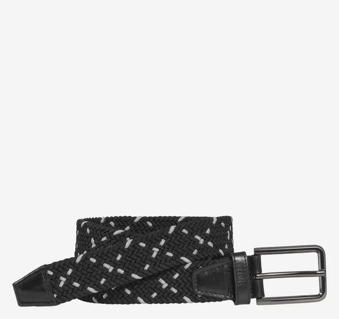 Men Johnston and Murphy Belts Woven StretchKnit Belt Blackgray
