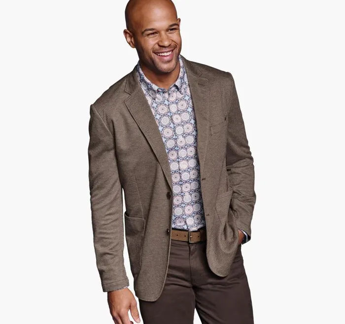 Men Johnston and Murphy Blazers XC Flex Knit Blazer Brown Mini Pattern