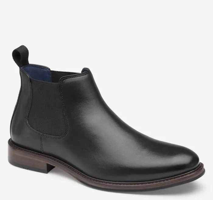 Men Johnston and Murphy Boots XC Flex Raleigh Chelsea Black Full Grain