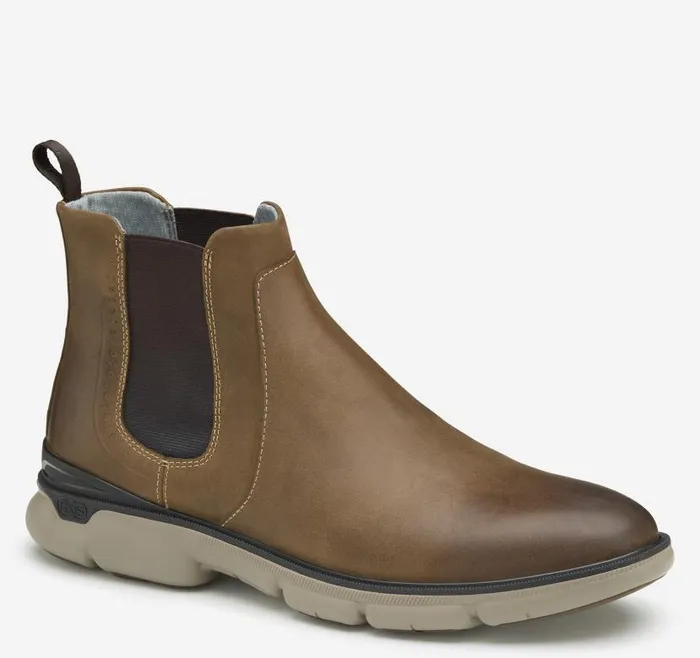 Men Johnston and Murphy Boots XC4 Tanner Chelsea Boot Brown Oiled Full Grain