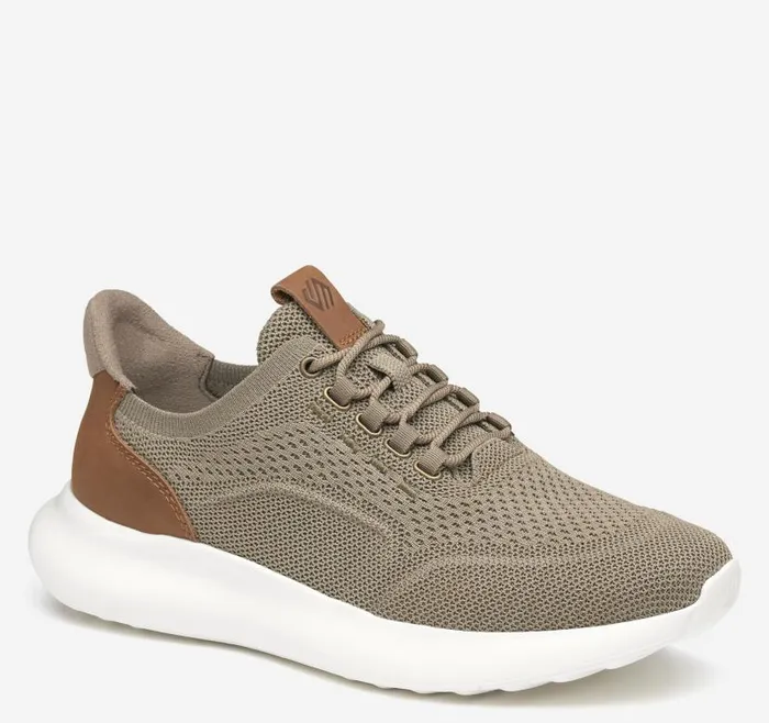 Men Johnston and Murphy LaceUps Amherst 20 Knit Plain Toe Taupe Heathered Knit