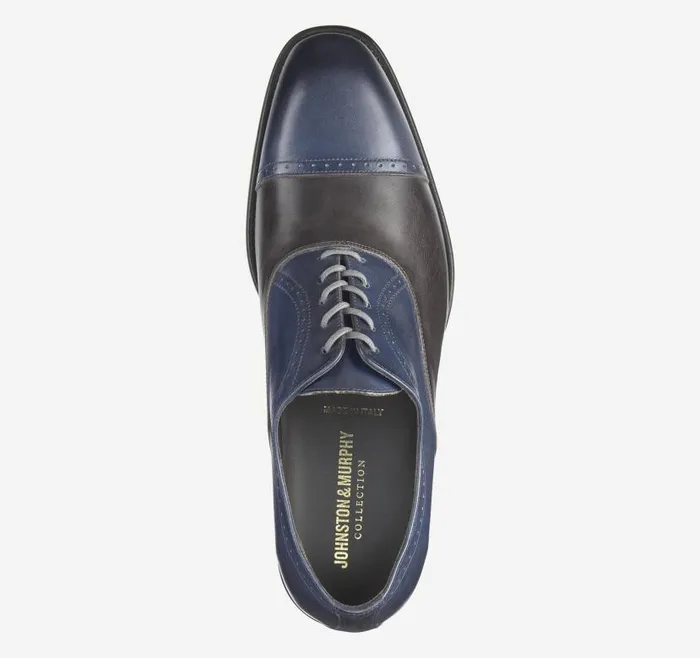 Men Johnston and Murphy LaceUps Ellsworth Cap Toe Navybrown Italian Calfskin Men Johnston and Murphy LaceUps Ellsworth Cap Toe Navybrown Italian Calfskin