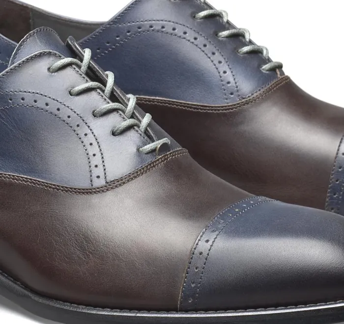 Men Johnston and Murphy LaceUps Ellsworth Cap Toe Navybrown Italian Calfskin Men Johnston and Murphy LaceUps Ellsworth Cap Toe Navybrown Italian Calfskin