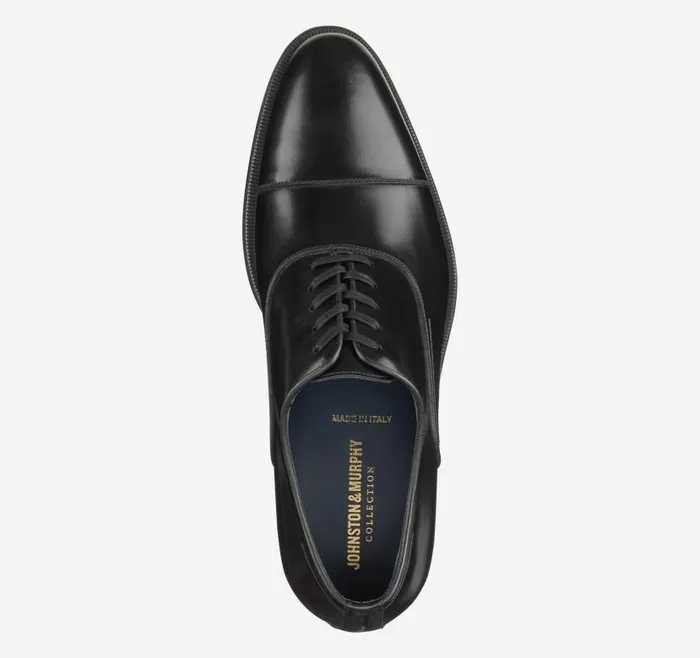 Men Johnston and Murphy LaceUps Flynch Cap Toe Black Italian Calfskin Men Johnston and Murphy LaceUps Flynch Cap Toe Black Italian Calfskin