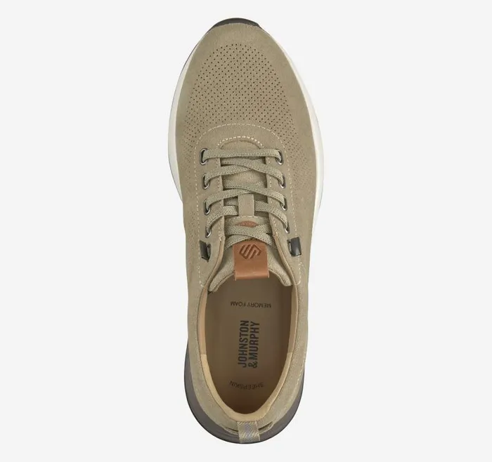 Men Johnston and Murphy LaceUps Kinnon Perfed Jogger Taupe Oiled Suede Men Johnston and Murphy LaceUps Kinnon Perfed Jogger Taupe Oiled Suede