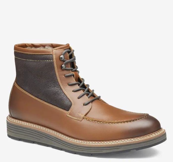 Men Johnston and Murphy LaceUps Upton Lug Shearling Moc Toe Boot Dark Tan Waterproof Full Grain Men Johnston and Murphy LaceUps Upton Lug Shearling Moc Toe Boot Dark Tan Waterproof Full Grain