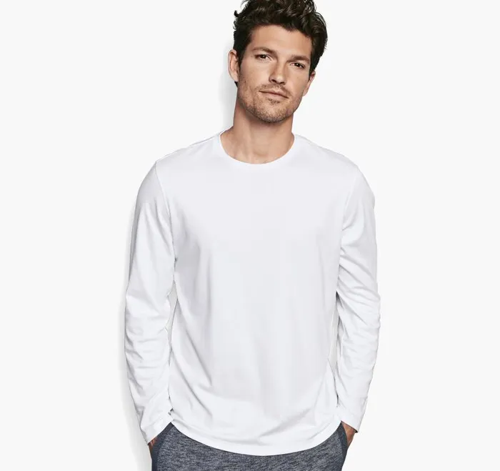 Men Johnston and Murphy Polos and Tees Essential LongSleeve Tee White Men Johnston and Murphy Polos and Tees Essential LongSleeve Tee White