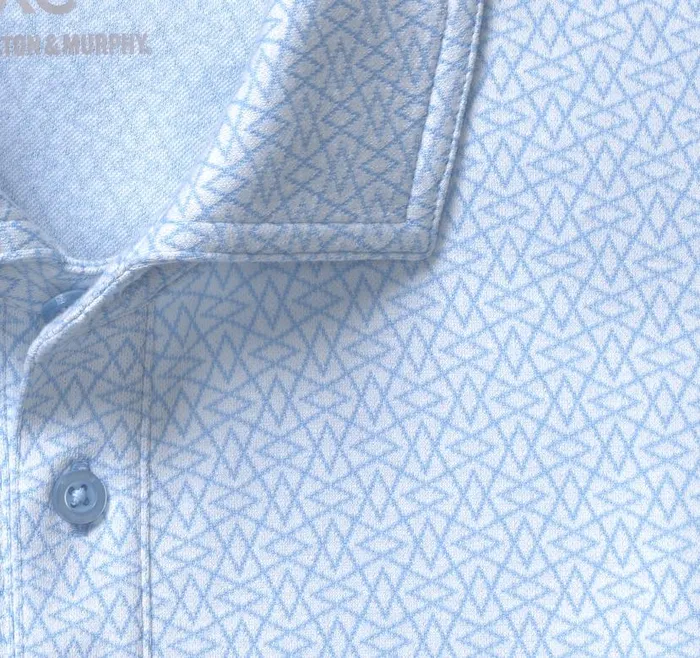 Men Johnston and Murphy Polos and Tees XC4 Jacquard Performance Polo Light Blue Abstract Men Johnston and Murphy Polos and Tees XC4 Jacquard Performance Polo Light Blue Abstract