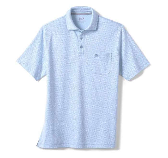 Men Johnston and Murphy Polos and Tees XC4 Jacquard Performance Polo Light Blue Abstract Men Johnston and Murphy Polos and Tees XC4 Jacquard Performance Polo Light Blue Abstract