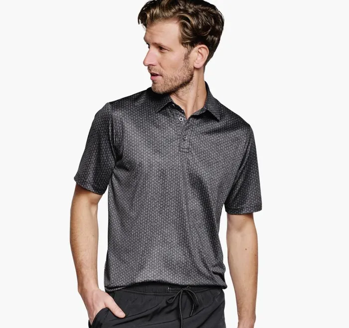 Men Johnston and Murphy Polos and Tees XC4 Performance Polo Black Linked Oval Men Johnston and Murphy Polos and Tees XC4 Performance Polo Black Linked Oval