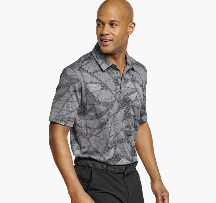 Men Johnston and Murphy Polos and Tees XC4 Performance Polo Charcoal Large Geo Men Johnston and Murphy Polos and Tees XC4 Performance Polo Charcoal Large Geo