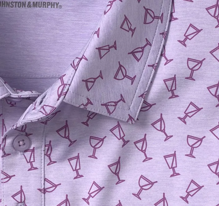Men Johnston and Murphy Polos and Tees XC4 Performance Polo Lavender Tonal Cocktail Men Johnston and Murphy Polos and Tees XC4 Performance Polo Lavender Tonal Cocktail