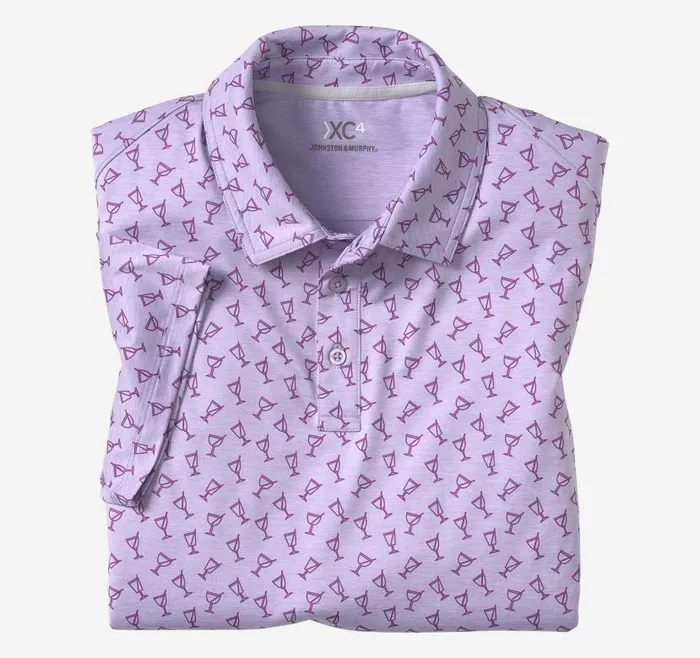 Men Johnston and Murphy Polos and Tees XC4 Performance Polo Lavender Tonal Cocktail Men Johnston and Murphy Polos and Tees XC4 Performance Polo Lavender Tonal Cocktail