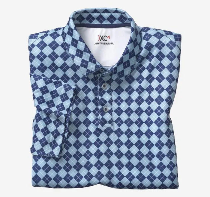 Men Johnston and Murphy Polos and Tees XC4 Performance Polo Navyblue Argyle Men Johnston and Murphy Polos and Tees XC4 Performance Polo Navyblue Argyle