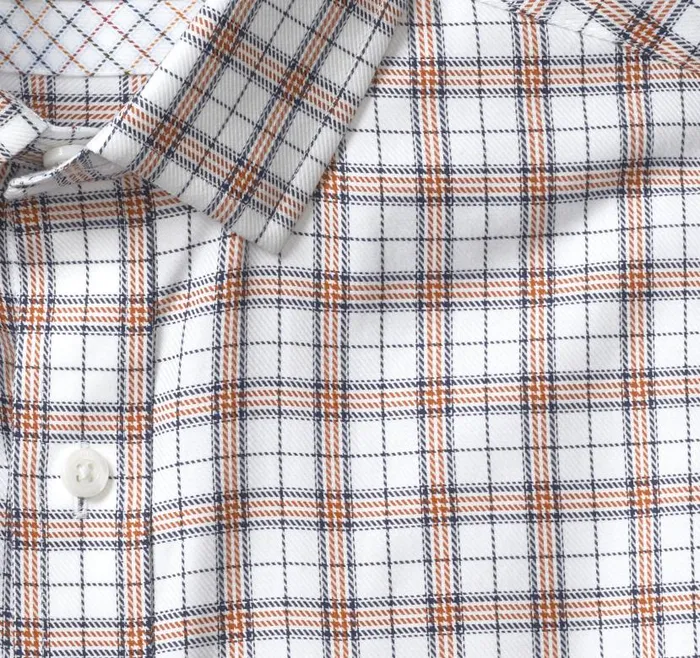 Men Johnston and Murphy Shirts Premium Cotton Shirts Rustnavy Double Windowpane