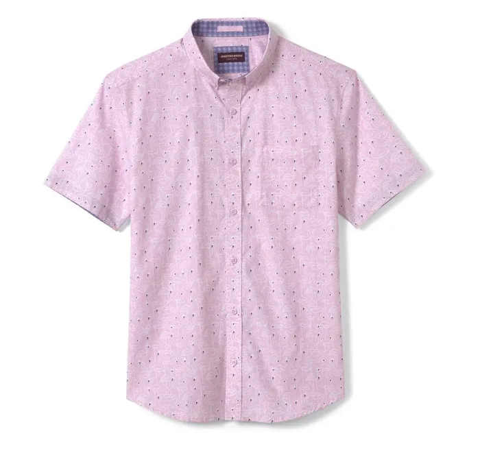 Men Johnston and Murphy ShortSleeve Shirts Printed Cotton ShortSleeve Shirt Pink Flamingo Men Johnston and Murphy ShortSleeve Shirts Printed Cotton ShortSleeve Shirt Pink Flamingo