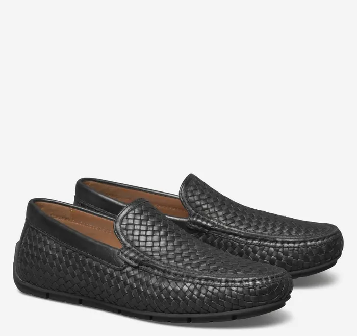 Men Johnston and Murphy SlipOns and Loafers Baldwin Driver Woven SlipOn Loafer Black Sheepskin Men Johnston and Murphy SlipOns and Loafers Baldwin Driver Woven SlipOn Loafer Black Sheepskin