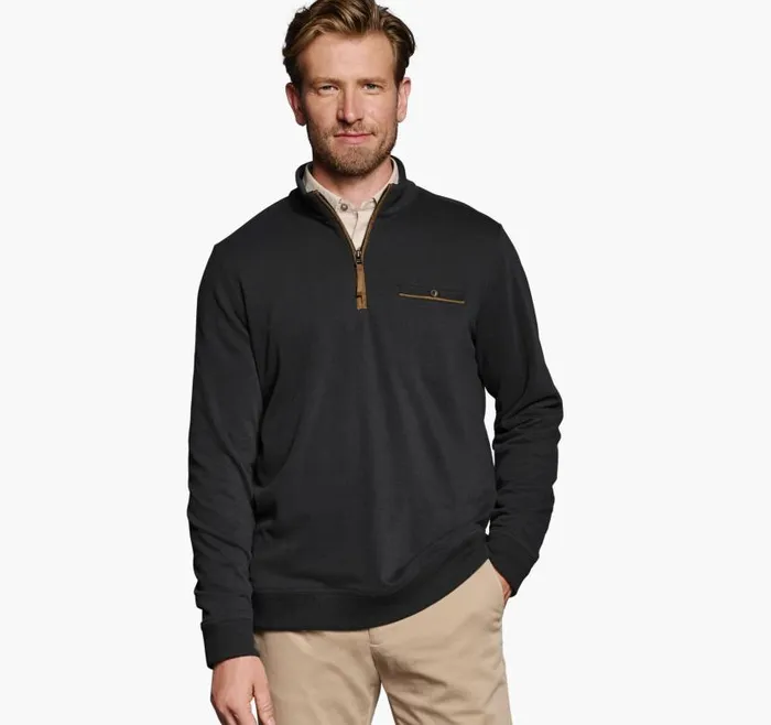 Men Johnston and Murphy Sweaters and Knits Knit QuarterZip Black