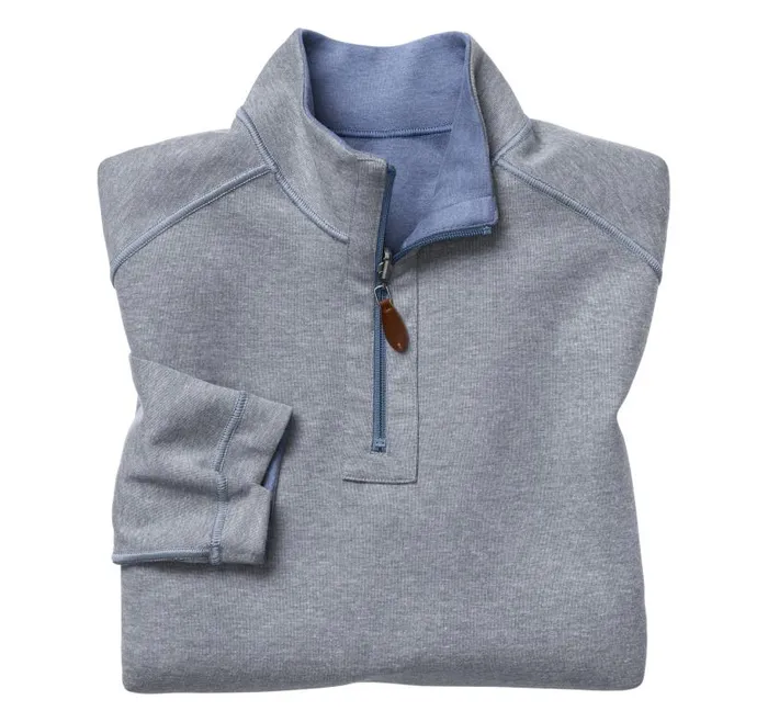 Men Johnston and Murphy Sweaters and Knits Reversible Solid QuarterZip Bluelight Gray Men Johnston and Murphy Sweaters and Knits Reversible Solid QuarterZip Bluelight Gray