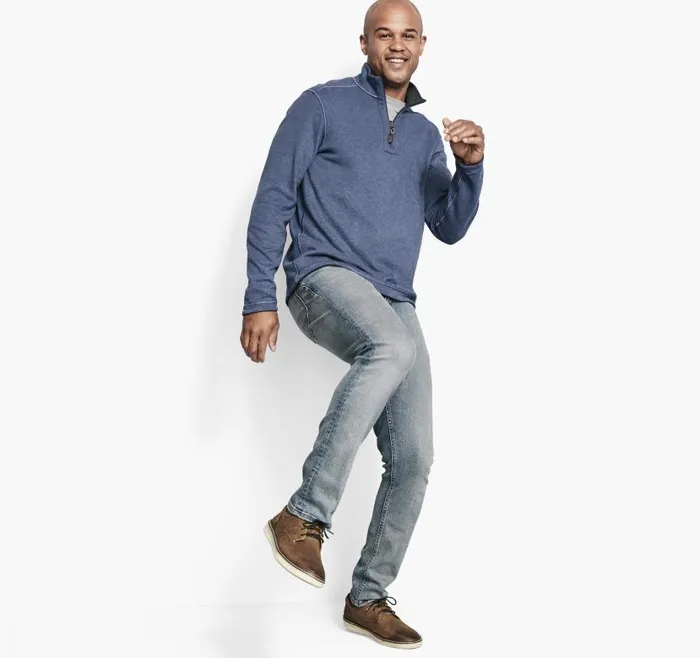 Men Johnston and Murphy Sweaters and Knits Reversible Solid QuarterZip Bluelight Gray Men Johnston and Murphy Sweaters and Knits Reversible Solid QuarterZip Bluelight Gray