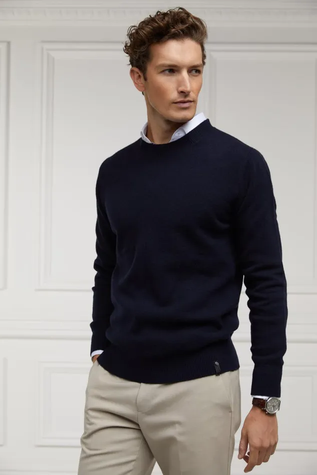 Men Knitwear Holland Cooper Byron Crew Neck Knit Navy