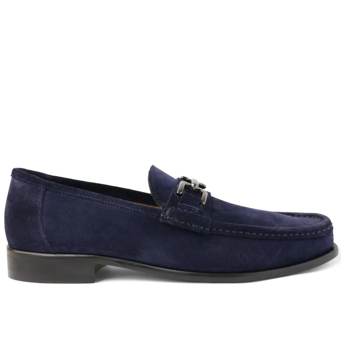 Men Loafers and Slipons Bruno Magli Trieste Classic Leather Moccasin 8211 Navy Suede