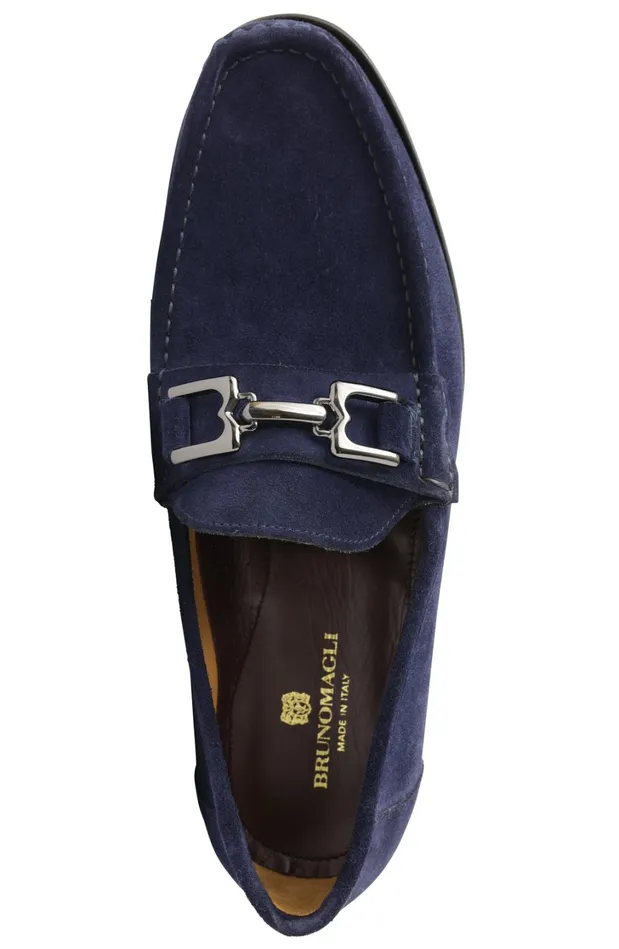 Men Loafers and Slipons Bruno Magli Trieste Classic Leather Moccasin 8211 Navy Suede